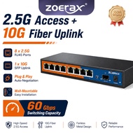 ZoeRax 8-Port 2.5G Ethernet Switch Unmanaged 8x 2.5Gbps + 1x 10G SFP Slot Gigabit Network Switch Des