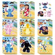 8 Pieces/pack Stitch Puzzle Stickers Cute Cartoon Interstellar Baby Parent Child Interactive Puzzle 