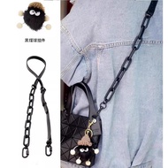 New Applicable Issey Miyake Messenger Shoulder Strap Adjustable Leather Chain Black Briquettes Pendant Acrylic Chain Bag Strap Single Shoulder Strap