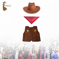 [kokiya] Kids Cowboy Costume Set Fashion Party Outfit Role Play Cowboy Hat Vest and