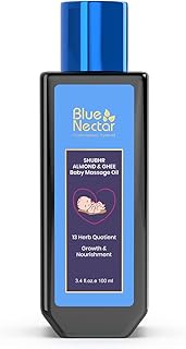 Blue Nectar Ayurvedic Baby Oil with Organic Ghee, 100% Natural Baby Massage Oil With Coconut Oil &amp; Olive Oil | Dermatologically Tested (100ml)