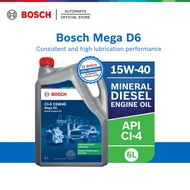 Bosch Mega D6 Diesel Engine Oil API CI-4 15W40 Minyak Hitam Mineral (1L/6L)
