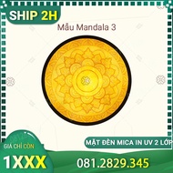 Three-light lamp decorates the altar room with mica pattern