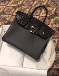 Hermes birkin 25黑銀 touch 亮面鱷魚🐊