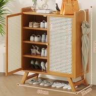 LZD Solid wood rattan ultra-thin and breathable shoe cabinet multi-layer storage shoe rack at the en