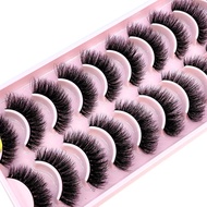 HBZGTLAD 10Pairs 3D Faux Mink Hair False Eyelashes Natural Messy Eyelash Crisscross Wispy Fluffy Las
