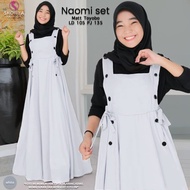 Gamis Wanita Overall Set Naomi LD 105 Bahan Toyobo Fashion Remaja Basic Terbaru