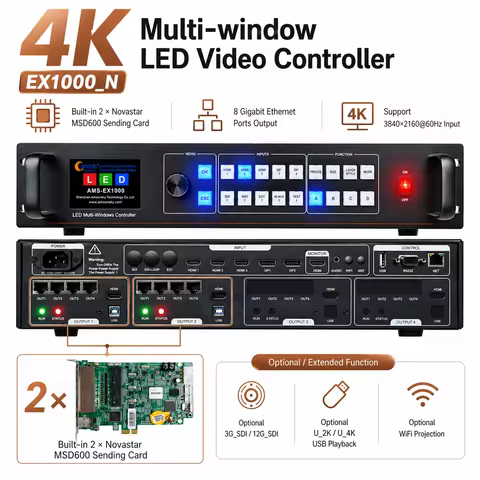 EX1000 LED Video Controller Similar to Novastar VX400 VX600 VX1000 All in One LED Wall Display Proce