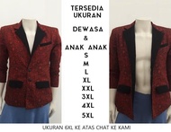 Blazer jas batik merah maroon marun pria casual formal acara pesta jumbo ukuran lengkap 3XL 4XL 5XL