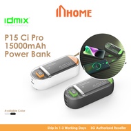IDMIX P15 Ci Pro 15000mAh Fast Charging Power Bank w/ Bulit-In PD45W USB-C Cable PD20W Lightning Cable Portable Charger