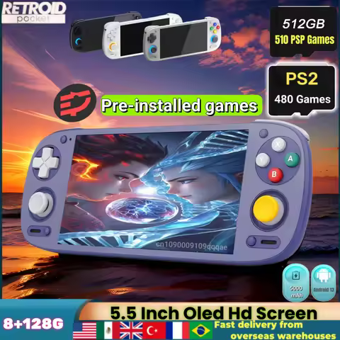 Retroid Pocket 5 RP5 Retro Handheld Game Console Video Game Consoles 5.5 Inch OLED Touch Screen SD86