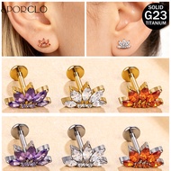 SPORCLO 1 Piece Maple Leaf Cubic Zircon Earring 16G Ear Piercing G23 Titanium Earring Sector Lip Pie