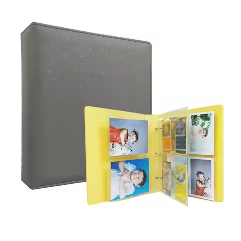 PLRBOK A5 Glitter Leather Photo Cards Album 3 Rings 7.6×9.8mm Kawaii Cute Binder Photocard 20 Sheets