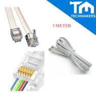 RJ12 6p6c to RJ12 6p6c Cable Connector RJ11 Connector with 6-Wire White 3m