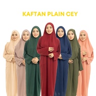set Kaftan+tudung cey Italian crip ironless baju wanita dipan ada zip