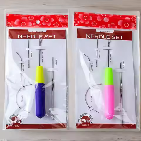 DIY 5-Piece Hair Extension Crochet Hook Kit for Wigs, Handmade Wig Crochet Hook Set, Dreadlock Hair 