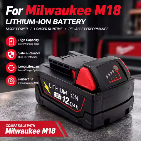100% for Milwaukee M18 12.0Ah High Output Battery 18V Lithium-ion Rechargeable for Milwaukee M18 Cor