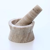 Stones And Homes Indian Brown Mortar and Pestle Set 3 Inch Marble Medicine Pills Stone Grinder for Kitchen and Home Small Bowl Polished Round Medicine Pills Stone Grinder - (7.6x4.8x3.6 cm)
