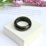 Dark Green Jade Ring Plain Shape Size: 56mm.