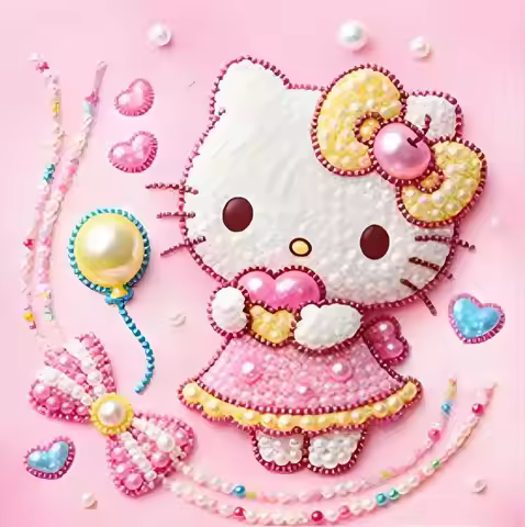 Keeppley&Sanrio Hello Kitty Kuromi Pearl Diamond Painting DIY Mosaic Art Kit Handmade Wall Decor bir