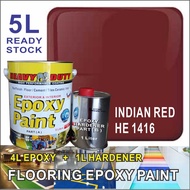 HE 1416 INDIAN RED ( 5L ) HEAVY DUTY BRAND Two Pack Epoxy Floor Paint - 4 Liter Paint + 1 Liter hard