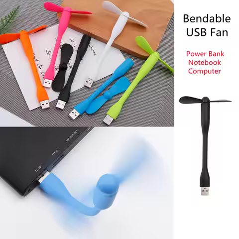Mini Flexible Bendable USB Fan for Power Bank Laptop PC AC Charger Portable Hand Fan Computer Summer