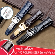 22mm Cowhide Watch Strap Folding Buckle Clasp Leather Watchband Suitable for IWC PORTUGIESER Series Watch Men's Watch Accessorie