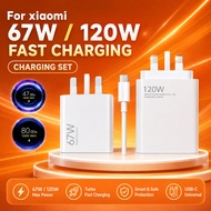 For Xiaomi 120W 67W Turbo Fast Charging Adapter UK Plug With 6A Type C Cable For Xiaomi 15 14 13 12 