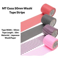 MT Casa 50mm Washi Tape Stripe, 50mm, Japanese Washi Paper, Stripes Purple, Black, Red, Pink, Art Materials