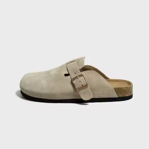 Women's Suede Mules Slippers Platform Flats Boston Clogs Sandals Fashion Outdoor Slip On Beach Sanda