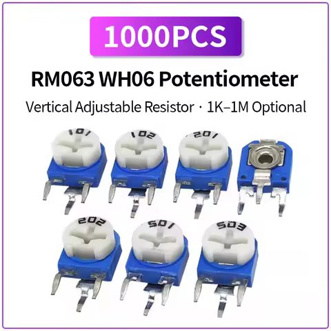 1000PCS RM063 WH06 Potentiometer Vertical Adjustable Resistor 1K 2K 5K 10K 20K 100K 1M Trimmer