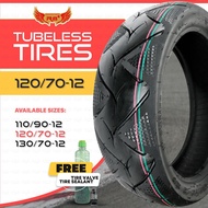 ♭R8 TUBELESS TIRE 110/90-12, 120/70-12, 130/70-12 FOR YAMAHA MIO GRAVIS (9861) w/ FREE SEALANT &amp; PIT