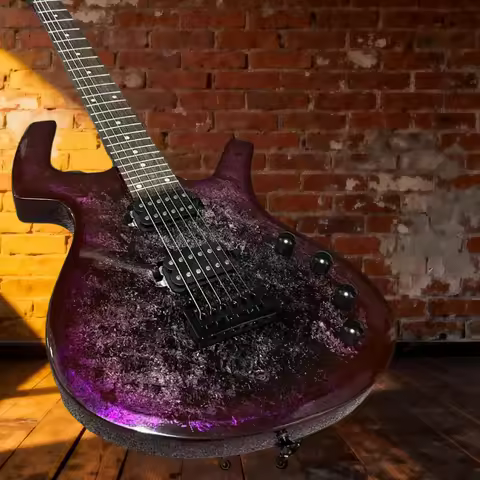 Purple Parker Fly Style Electric Guitar Crackle Finish High Output Humbuckers Ergonomic Body Free Sh