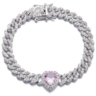 Apzzic 9mm Miami Prong Cuban Link Chain Iced Out Paved Heart Shape Rhinestones CZ Bling Rapper Neckl