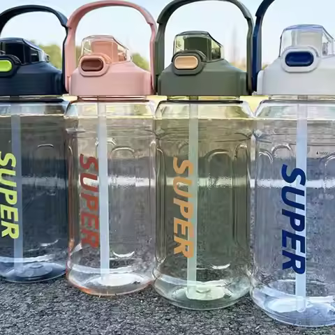 With Straw Sports Kettle with Straw 1.3L 1.5L 2L Graduated Water Cup with Straw Large Capacity Dustp