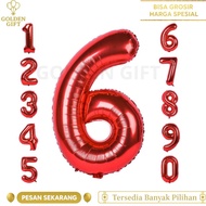 MERAH Jumbo 80cm Red 32inch Foil Balloons 0-9 (1pcs)