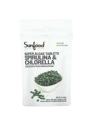 ✌American sunfood spirulina tablets  Chlorella tablets Super Food โภชนาการสีเขียวปราศจากกลูเตน✥
