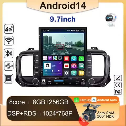 9.7" android For Citroen Jumpy 3 SpaceTourer For Peugeot Expert 3 For Toyota Proace 2016-2021 Auto R