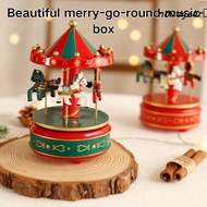 NOVAGEAR​ Rotating Wooden Music Box, Wooden Interactive Carousel Music Box, Christmas Horse Carousel