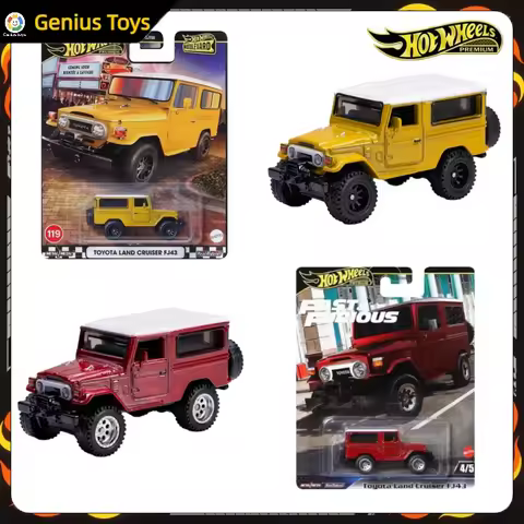 Genuine Hot Wheels Premium Toyota Land Cruiser FJ43 Yellow and Red 1:64 Scale Diecast Car Model Vehi