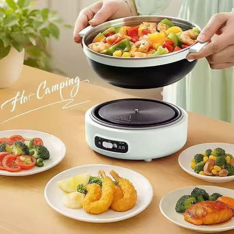 220V Electric Cooking Pot Portable Multi Cooker Dormitory Travel Folded Rice Cooker Split Hot Pot El