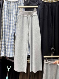 Gray High Waist Elastic Waist Drawstring Casual Long Pants Womens Sport Trousers Autumn Design Sense