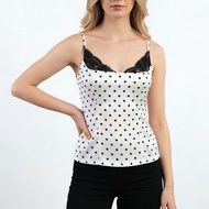 Pink -Women´s Summer Dots Print Cami Tops Sleeveless Spaghetti Strap Scoop Neck Camisole