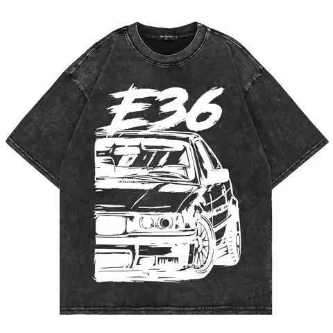 100% Cotton Vintage Washed Car W124 E36 E30 E92 RX7 S15 T Shirt Fashion Men/Women Cars Cool Oversize