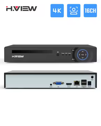 H.VIEW 4K 8MP Onvif 2.4 NVR 10CH 16CH Face Detect CCTV Network Video Recorder For Security IP Camera