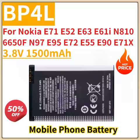 Ｎew Replacement Mobile Phone Battery 3.8V 1500mAh BP4L for Nokia E71 E52 E63 E61i N810 6650F N97 E95