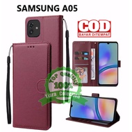 SAMSUNG GALAXY A05 FLIP LEATHER CASE PREMIUM-FLIP WALLET CASE KULIT - CASING DOMPET SARUNG BUKU HP