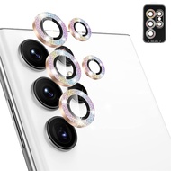AUOVIEE เลนส์กล้องถ่ายรูปป้องกันแวววาวสำหรับ Samsung Galaxy S23กล้องกระจกเทมเปอร์โลหะพิเศษเคส Galaxy S22 Ultra S23 Plus