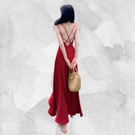 MOGA Chiffon Backless Cross Suspender Dress