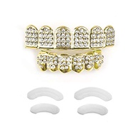 Gold Grillz Teeth Set Best gift for Son-New Custom Fit 14k Plated Gold Diamonds Grillz - Excellent C